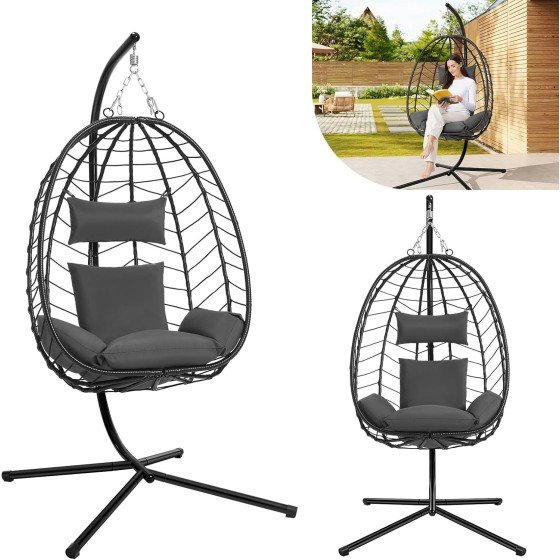 Riipputuoli telineellä Harmaa