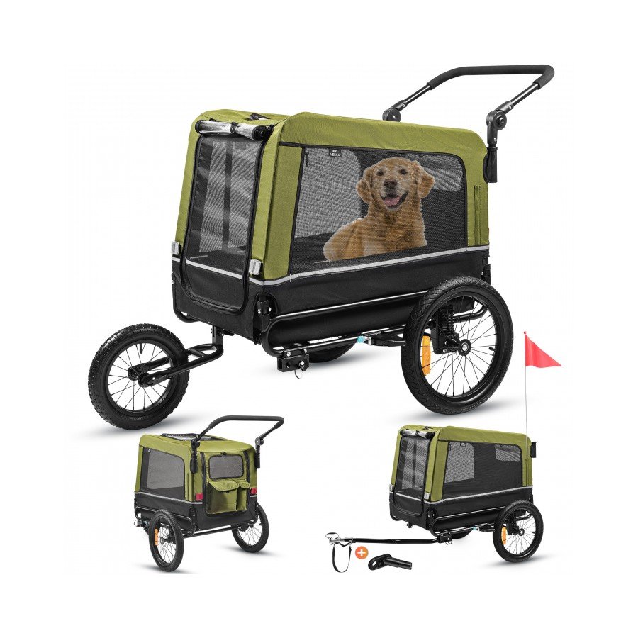 Polkupyörään koiran peräkärry 3in1