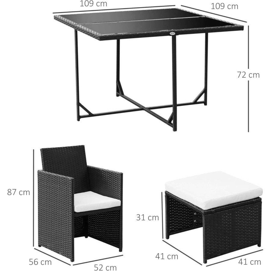8-osainen Ulkoruokailuryhmä polyrottinki