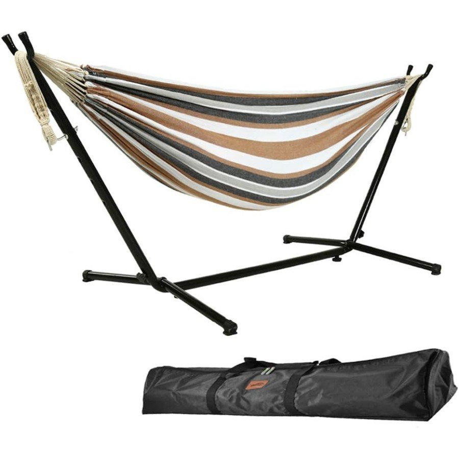 Kahden hengen riippumatto telineellä