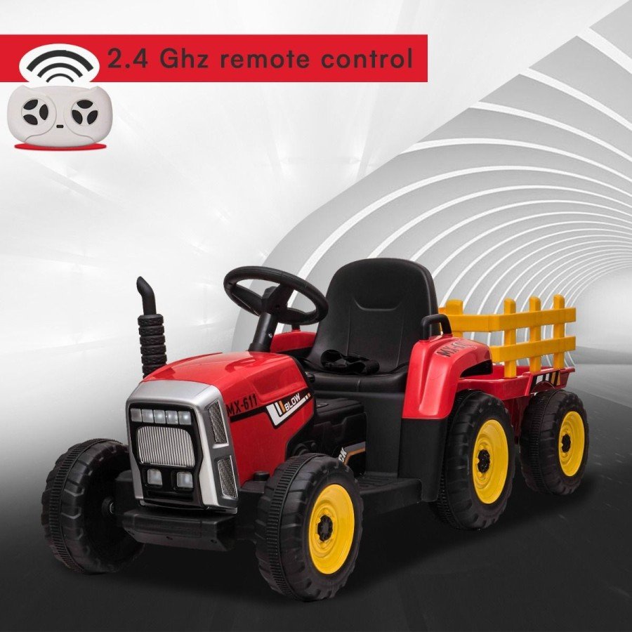 Lasten akkutraktori peräkärryllä