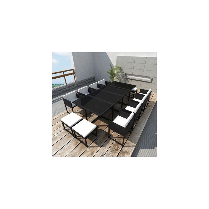 13-osainen rottinki musta