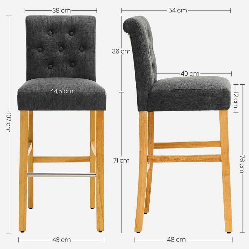 Baarituoli harmaa 2 kpl